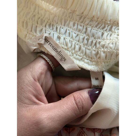 SOFT SURROUNDINGS white orange pink embroidered Inez long maxi skirt India - Picture 8 of 10